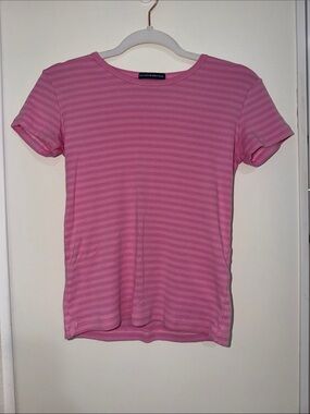 Brandy Melville Bubblegum Pink Striped Short-Sleeve Tee | OS